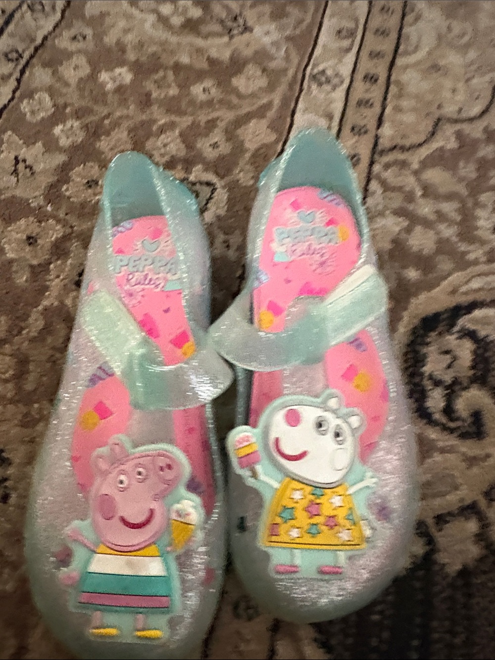 Peppa Pig Glitter Jelly Shoes - Mint Green and Pink